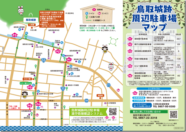 鳥取城跡周辺駐車場マップ