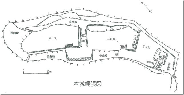 黒井城本城縄張図 黒井城本城縄張図